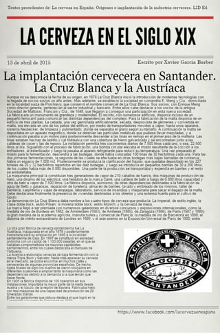 La implantación de la industria cervecera en Santander. La Cruz Blanca y la Austríaca.