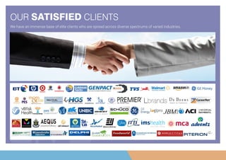 OUR SATISFIED CLIENTS
We have an immense base of elite clients who are spread across diverse spectrums of varied industries.
 