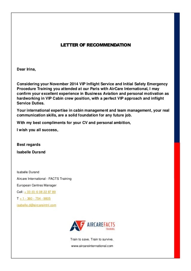 FACTS LETTER of RECOMMENDATION