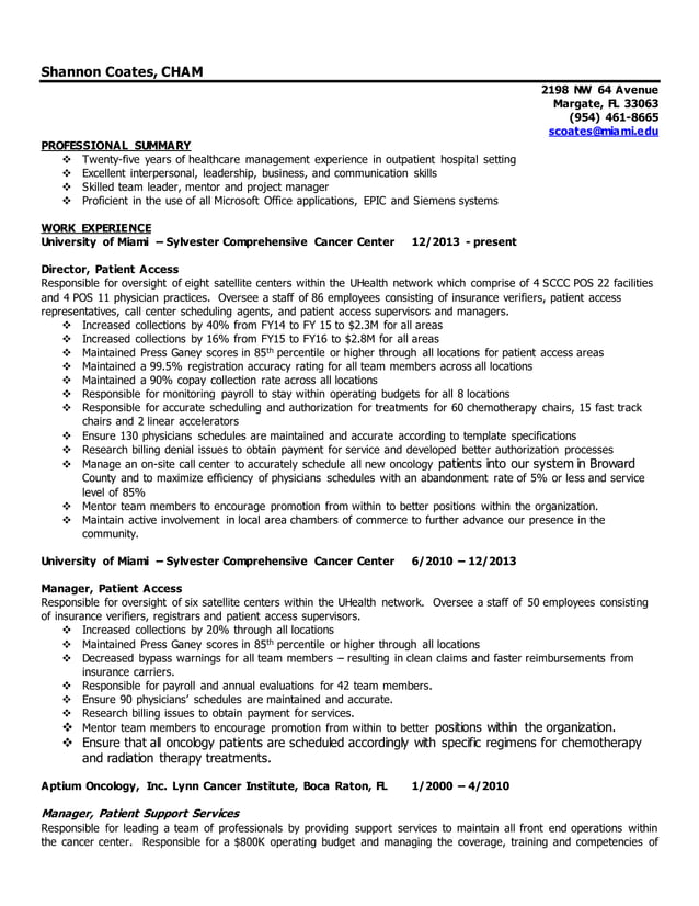 Shannon coates resume docx healthcare industry industries