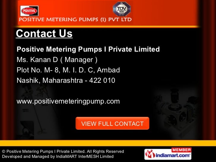 Positive Metering Pumps I Private Limited Nashik India