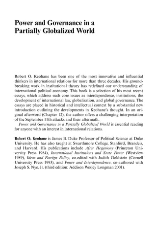 Power And Governance In A Partially Globalized World Robert Keohane | PDF