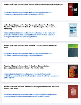 Advanced Topics In Information Resources Management Series Vol 1 Mehdi ...