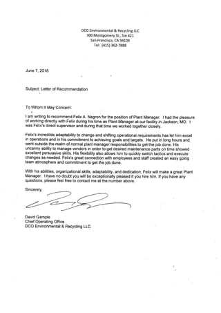 letter of recommendation dco