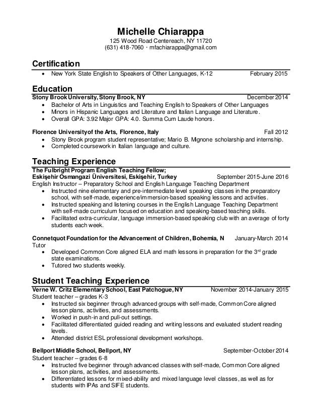 student teaching on resumes