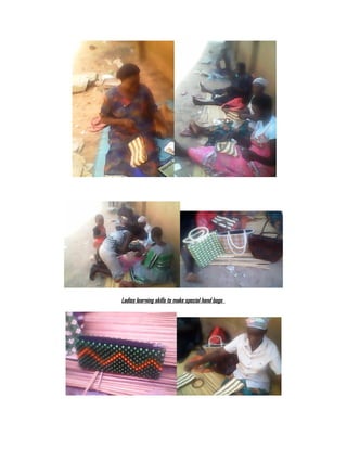 Ladies learning skills to make special hand bags
 