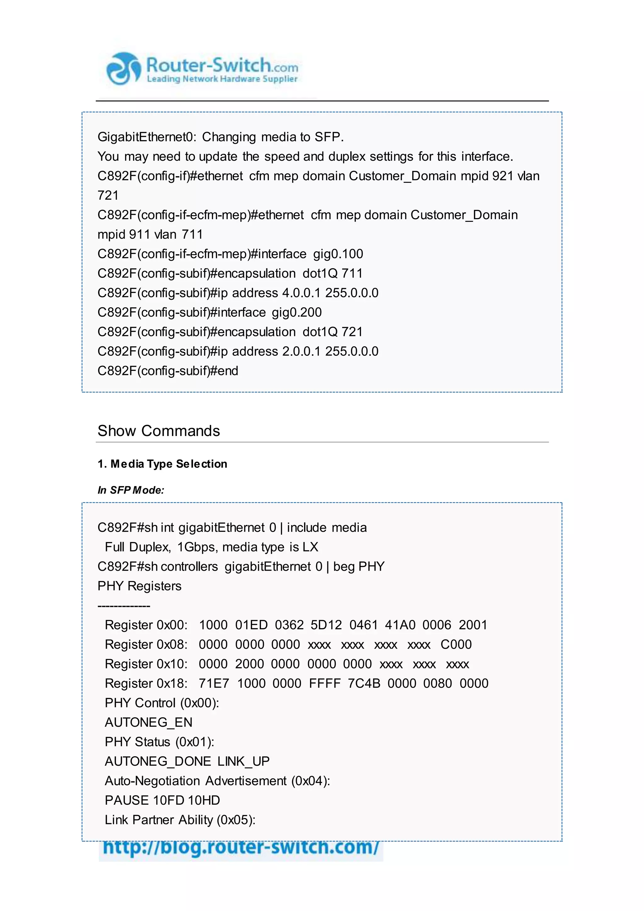 892 f sfp configuration example | DOCX