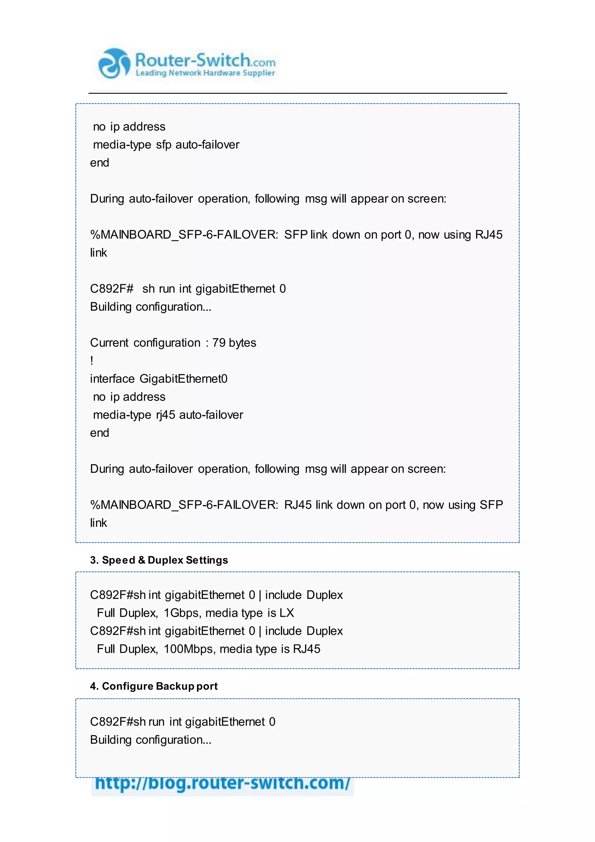 892 f sfp configuration example | DOCX