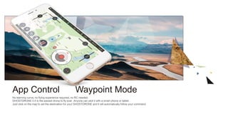 App Control
No learning curve, no flying experience required, no RC needed.
GHOSTDRONE 2.0 is the easiest drone to fly ever. Anyone can pilot it with a smart phone or tablet.
Waypoint Mode
Just click on the map to set the destination for your GHOSTDRONE and it will automatically follow your command.
 