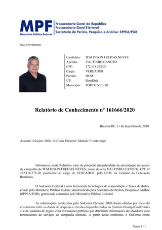 RCon # 161666/2020
Candidato: WALDISON FREITAS NEVES
Apelido: VALTINHO CANUTO
CPF: 272.118.272-20
Cargo: VEREADOR
Partido:...