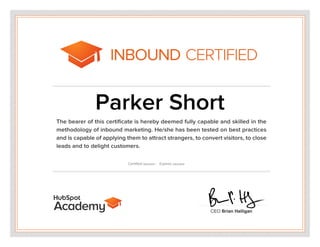 HubSpot Inbound Certificate