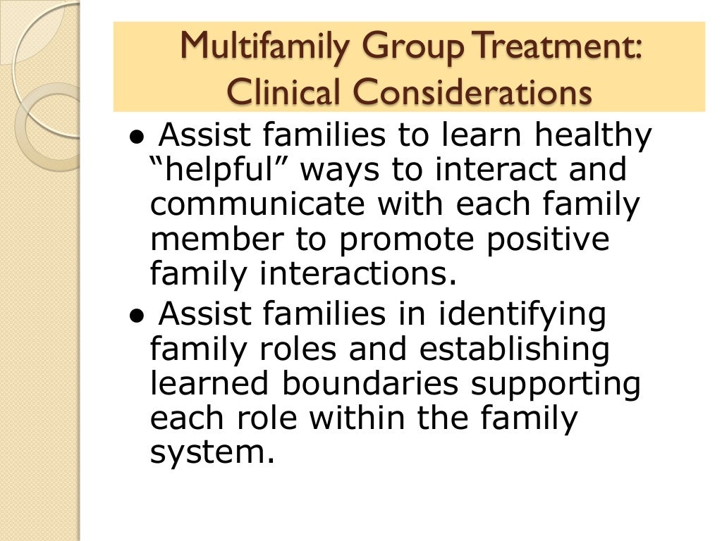 Multifamily Group An Auxiallary Treatment Modality to Family Therapy