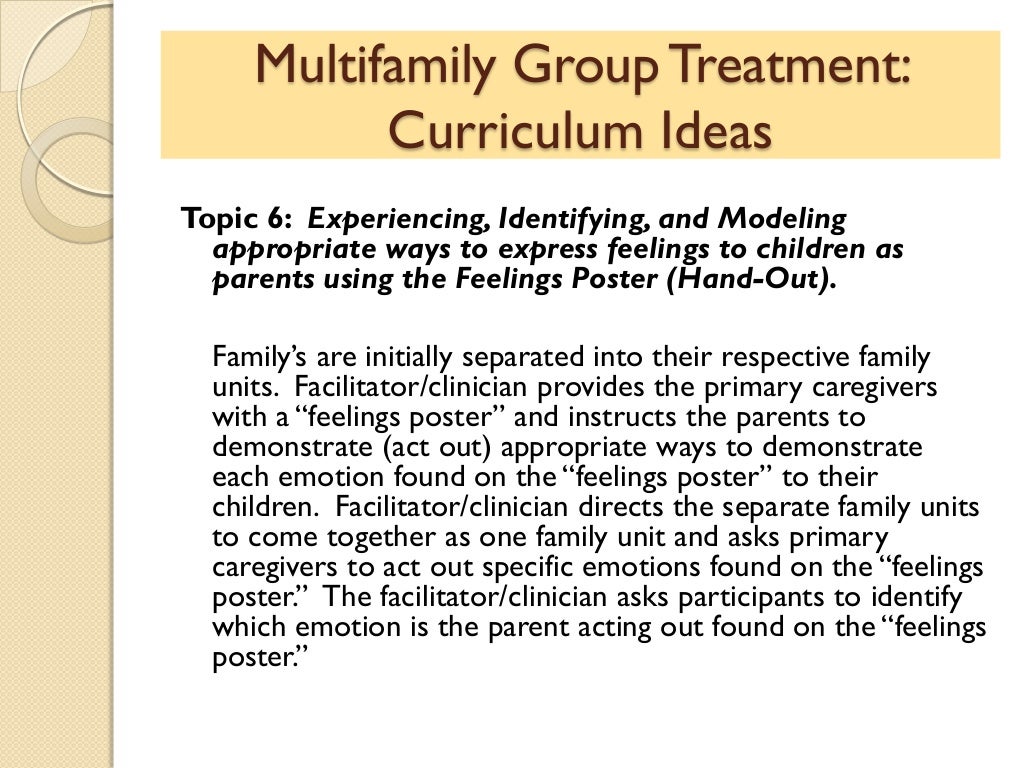 Multifamily Group An Auxiallary Treatment Modality to Family Therapy