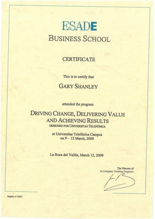 ESADE Certificate