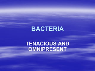 BACTERIA TENACIOUS AND OMNIPRESENT 