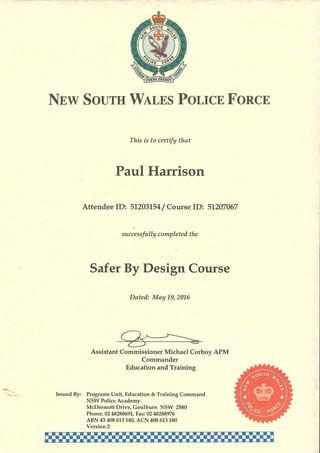 CPTED Certificate