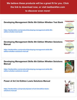 Developing Management Skills 10th Edition Whetten Test Bank | PDF