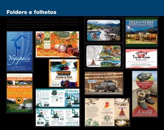 iiiiiiiiiiiii
iiiiiiiiiiiii
iiiiiiiiiiiiiiiiii
iiiiiiiiiiiiiiiiii
bagagem no carrobagagem no carro
e pé na estradae pé na estrada
www.extremelife.com.br
A Estalagem Tajmauá foi visitada pela equipe do Portal
EcoHospedagem, que verificou pessoalmente todas as nossas
ações socioambientais. Confira em www.ecohospedagem.com
Impresso em papel reciclado, este folder está disponível
para download no site da pousada. Deixe este exemplar
para que outros viajantes também possam aproveitá-lo.
Fonte de inspiração
A região de Visconde de Mauá fica na Área de
Proteção Ambiental (APA) Serra da Mantiqueira.
Além disso, boa parte do território pertence ao
Parque Nacional do Itatiaia e ao recém decretado
Parque Estadual da Pedra Selada. Tais instâncias
de conservação indicam que este é um lugar a
ser apaixonadamente preservado e respeitado.
Isso equivale a dizer que, aqui, o turismo
sustentável é especialmente bem-vindo.
Seja um verdadeiro ecoturista: valorize a cultura
e os produtos locais, escolha estabelecimentos
que priorizem a sustentabilidade e, sempre,
proteja os rios, a vegetação e a fauna.
Flower power: a força deVisconde de Mauá
vem de sua natureza.Apreciar é preservar.
“Haverá ainda, no mundo, coisas
tão simples e tão puras como a água
bebida na concha das mãos?”
Mario Quintana, poeta
(11) 9 9910 1876 | (24) 9842 7406 | (24) 9962 6910
www.tajmaua.com.br
Folders e folhetos
Institucionais, informativos ou publicitários, os folders e folhetos têm fun-
ção híbrida: funcionam bem como recurso de divulgação explícita do produ-
to ou serviço, e são um ótimo material informativo para o cliente arquivar e
ter fácil acesso quando achar necessário.
 