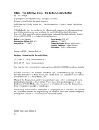 HBase The Definitive Guide 2 (Early Release) Edition Lars George | PDF
