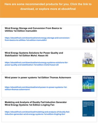 Power Conversion and Control of Wind Energy Systems 1st Edition Bin Wu ...
