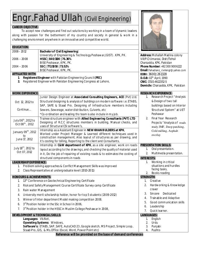 Civil engineer objective resume