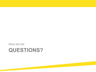 QUESTIONS?
What We Did
 
