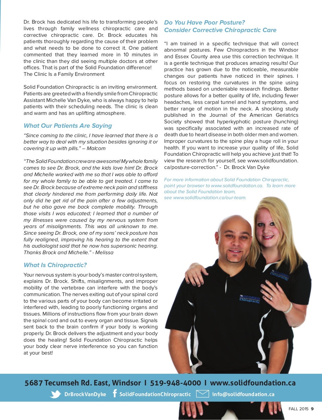 Windsor Body Magazine Solid Foundation Chiropractic Feature