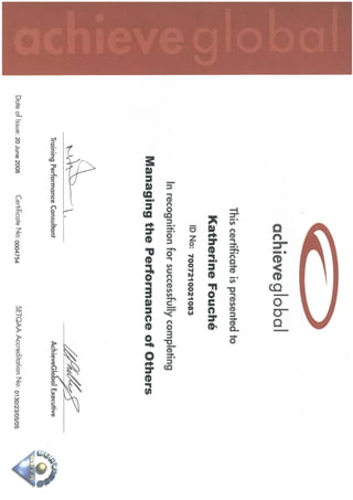 Kat Fouche Certificate Managing people