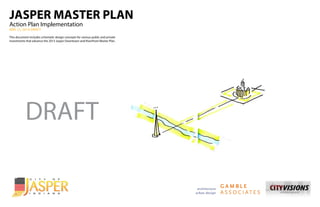 JASPER MASTER PLAN
Action Plan Implementation
MAY 21, 2014 DRAFT
This document includes schematic design concepts for various public and private
investments that advance the 2013 Jasper Downtown and Riverfront Master Plan.
DRAFT
 