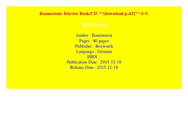 Rammstein Klavier Book Cd Download P D F