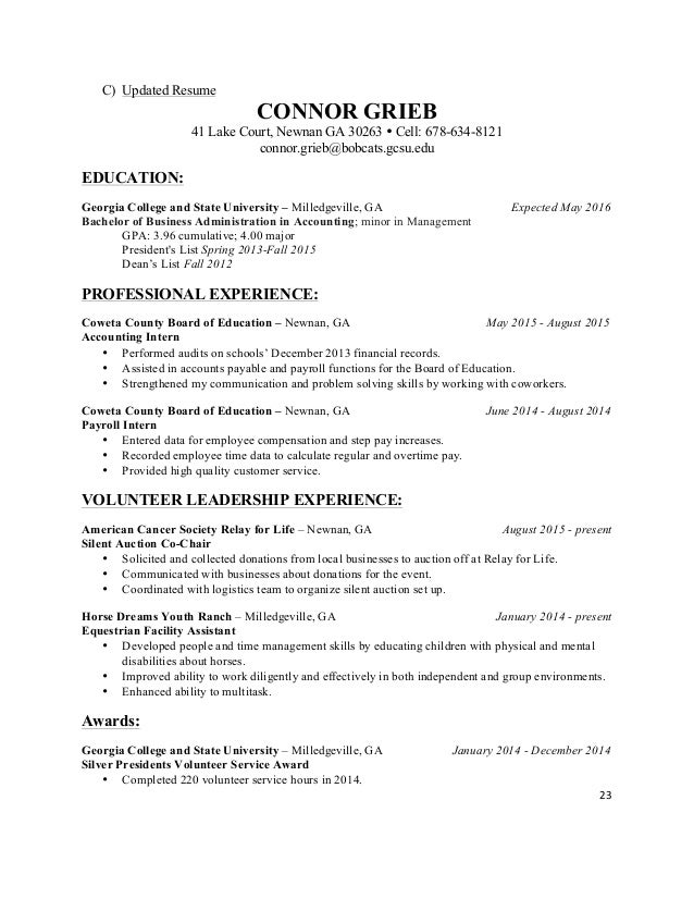 Resume newnan ga