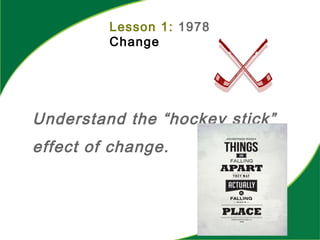 Lesson 1: 1978
Change
Understand the “hockey stick”
effect of change.
 