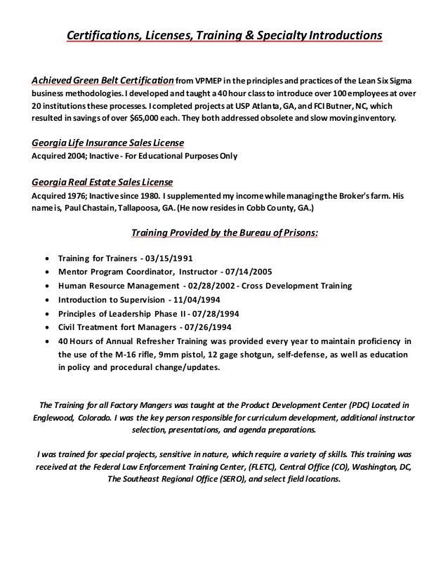 resume with education  training  and references