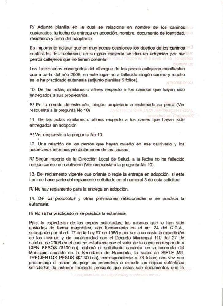 Respuesta derecho de petición