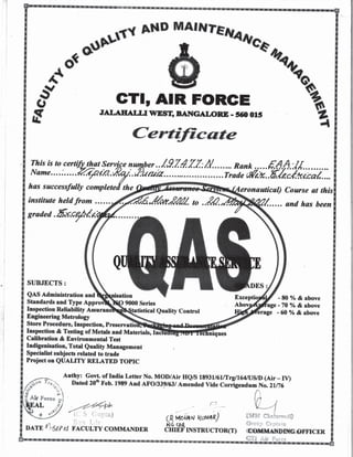 QAS Certificate