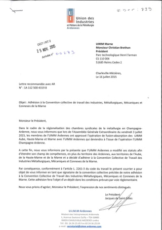 IDCC 899 Nouvelle Adhésion à la CCN de travail des industries, Métallurgiques, Mécaniques et Connexes de la Marne