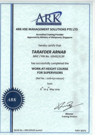 WAH Singapore certificate.