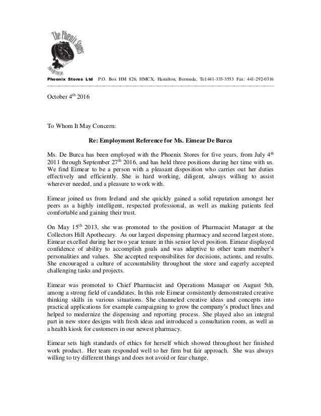 employment reference letter