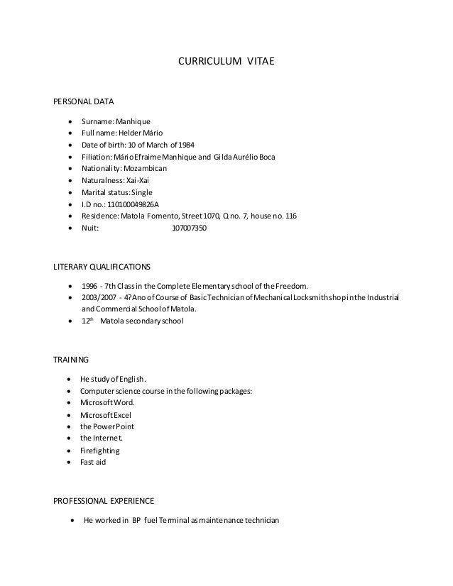 curriculum vitae helder ingles