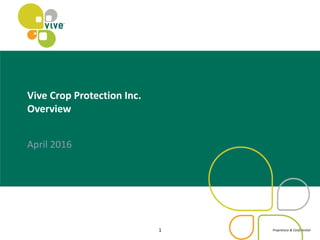 Proprietary & Confidential1
Vive Crop Protection Inc.
Overview
April 2016
 