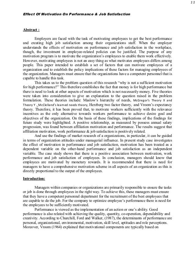 Job satisfaction paper introduction