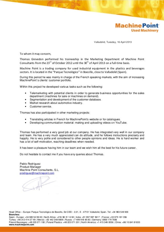 product recommendation letter