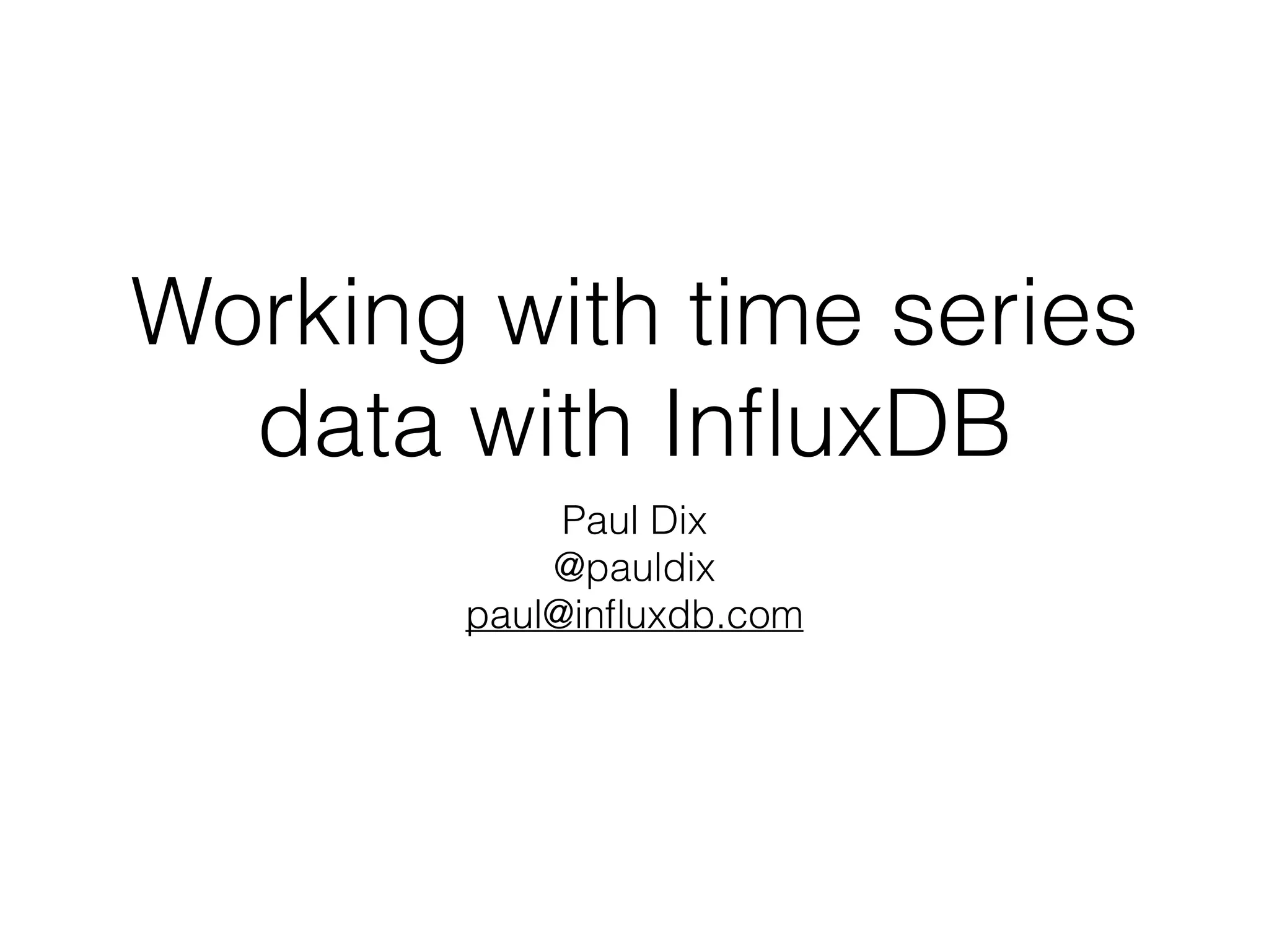 Time Series Data with InfluxDB | PDF