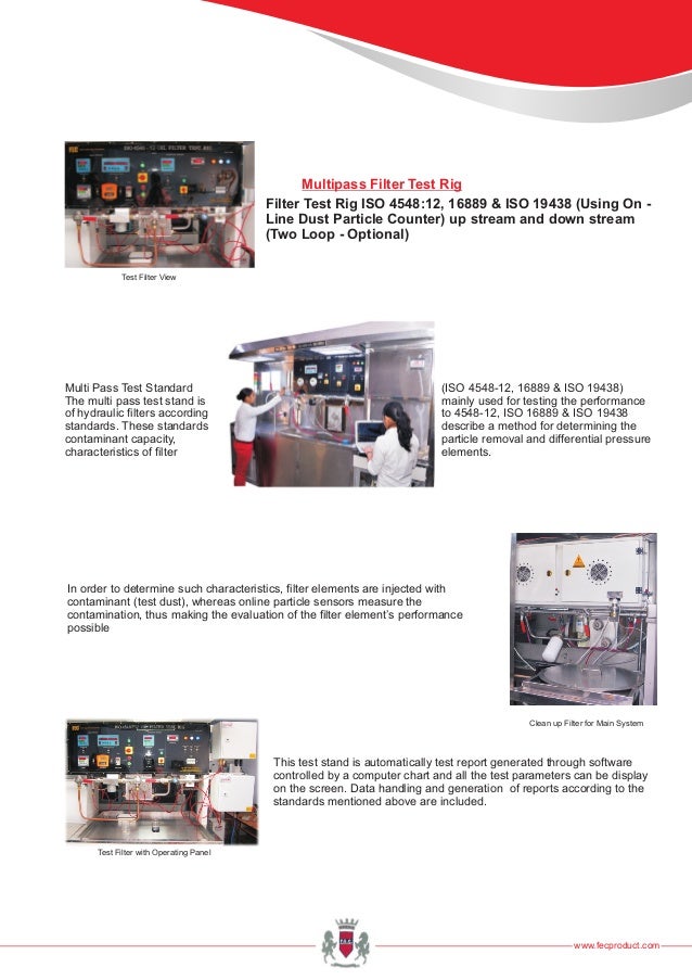 ISO 454812 Oil Filter Test Rig