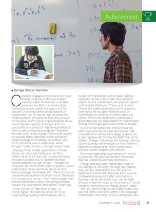 Sarnga Dharan Nambiar
C
December 17, 2015
Achievement
21