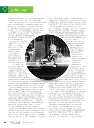 Henri Poincare
22 December 17, 2015
Achievement