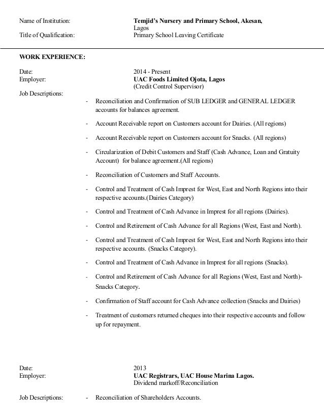 primary school cv