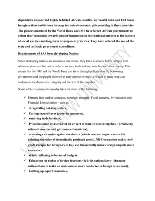 Structural Adjustment Programmes in Ghana | PDF