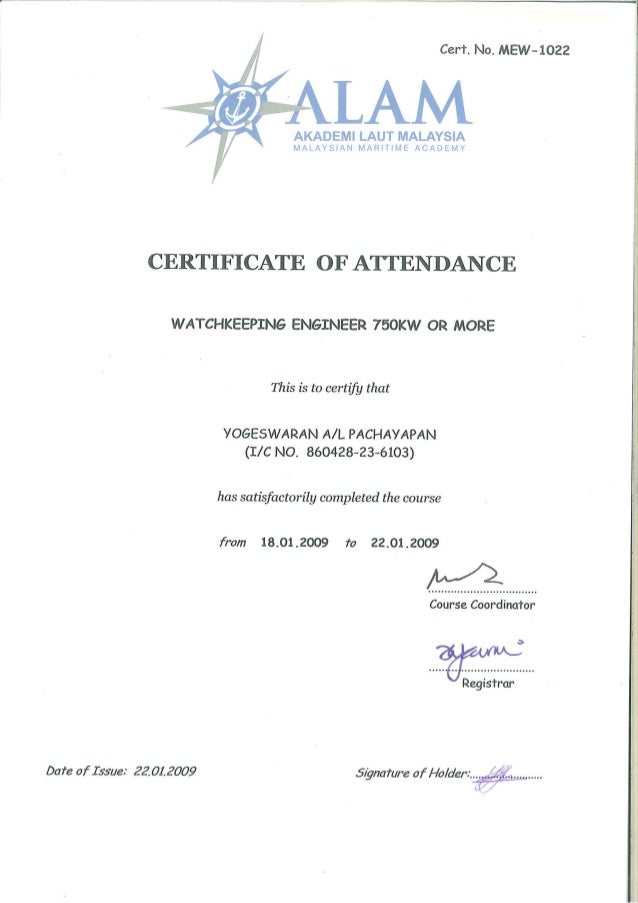 watchkeeping Engineer 750kW or More