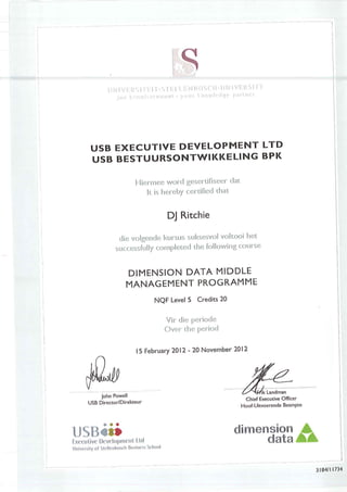DD Middle Management Programme Certificate